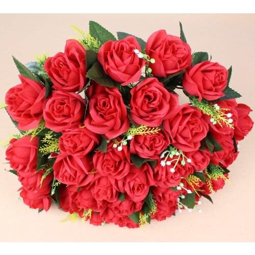 High quality 36 pcs/bunch Rose Flowers Wedding Party Bouquet Design Flowers Decor Rose Artificial Flowers Party Supplies flower