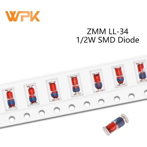 50Pcs 0.5W SMD Zener Diode ZMM9V1 ZMM10V ZMM11V ZMM12V ZMM13V ZMM15V 16V 18V 20V 22V 24V 27V 30V 33V 36V 39V 43V 47V LL-34 ZMM
