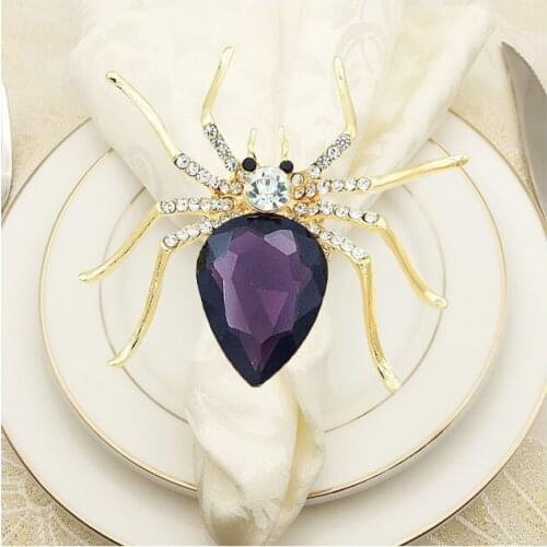 6pcs Holiday Party Hotel Banquet Decoration Western Food Button Napkin Ring Napkin Button European Alloy Spider Napkin Ring