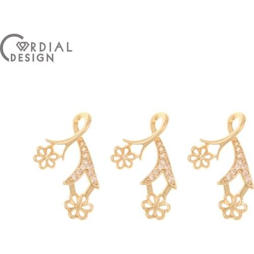 Cordial Design 50Pcs 8*19MM Jewelry Accessories/Hand Made/Earring Findings/DIY Parts/Flower Shape/CZ Charms/Pendant For Necklace