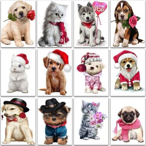 5D DIY Diamond Painting animal Christmas dog cat flower Full Square&Round Diamond embroidery Cross stitch Diamond mosaic paint