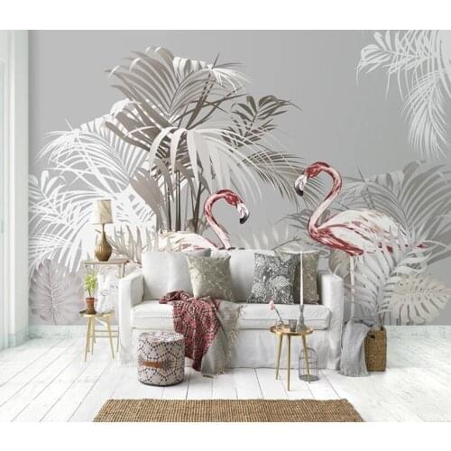 CJSIR Custom Southeast Asia Tropical Plant Flamingo Palm Tree Mural Wallpaper Abstract Art Wall Papers Background Wall Paper