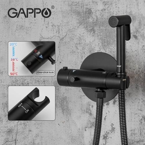 GAPPO Black Thermostatic Bidet Faucet Brass Toilet Spray Faucet Bidet Bathroom Bidet Shower Toilet Water Bath Shower Enema