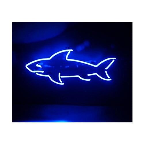 Custom Shark Blue Acrylic Neon Light Lamp Sign Beer Bar Handmade Real Glass Decorate Home Wall Room Windows Tube