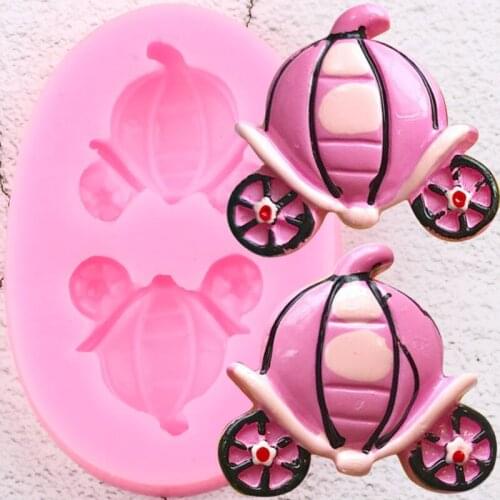 Carriages Princess Silicone Molds Pumpkin Car Chocolate Candy Moulds Baby Birthday Cupcake Topper Fondant Cake Decorating Tools