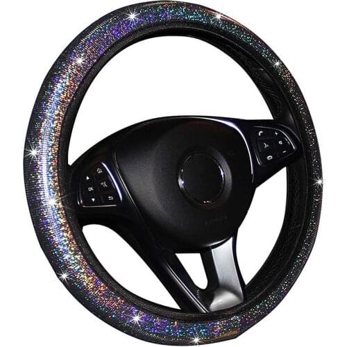 Colorful Car Steering Wheel Cover Diamond Rainbow Bling Soft Car Steering Wheel Protector Car Accessories For E5 X45
