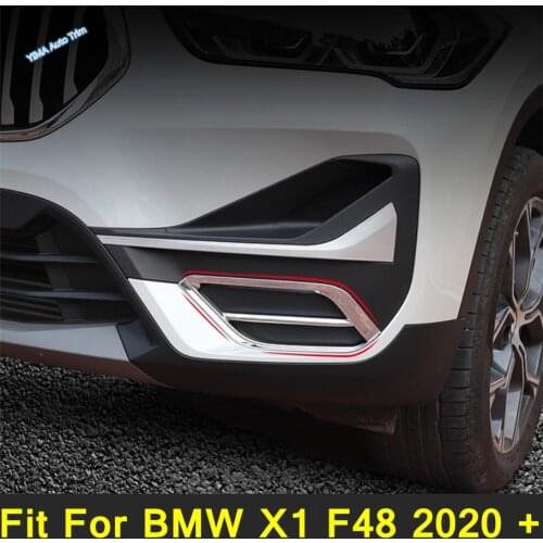Lapetus Car Body Styling Front Head Fog Lamp Frame Overlay Foglight Cover Trim 2Pcs Fit For BMW X1 F48 2020 2021 ABS Accessory