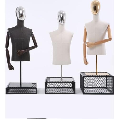 Men Mannequin Half Body Suit Dress High-end Electric Plated Face Full Body Manikin Hot Sale