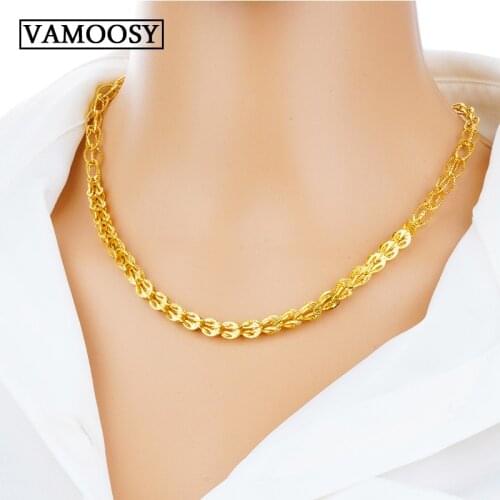Male 24k Pure Gold Jewelry Necklace for Men Cuban Link Chain Choker Necklace women 2018 Fashion Jewelry Collares Largos De Moda