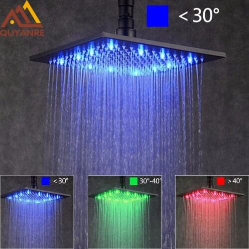 Vidric Vidric Black Digital Shower Faucets Set LED Rainfall Waterfall Shower Head Digital Temp Display Mixer Tap Conceal Shower