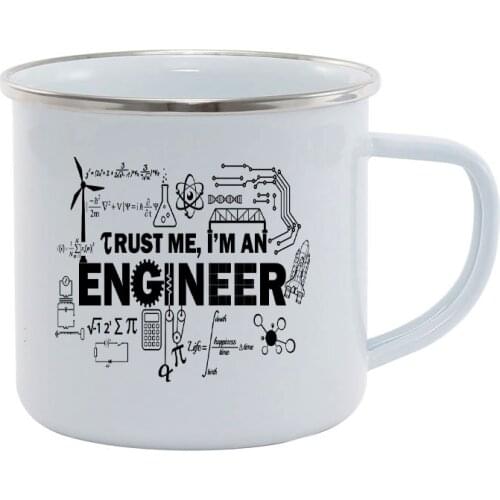 Stainless Steel Camping Coffee Mug Gift, Trust Me I'm An Engineer Mugs Birthday Christmas Outdoors Wedding Metal Enamel Cup
