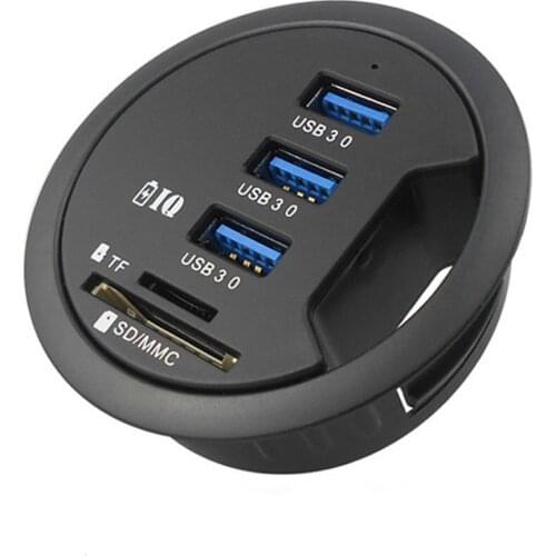 FULL-In-Desk USB Hub 3 Port USB 3.0 charger with 2 Slot,SD / Micro-SD Card Reader
