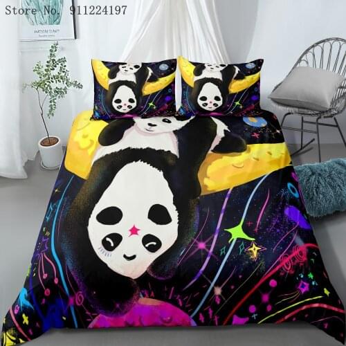 Luxury Duvet Cover Sets Dream Planet Bedding Set 3D Cartoon Panda Printing Quilt Cover Single Double Queen King Size Bedclothes