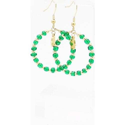 New Original Design Artistic Temperament Small Hand And Green Glass Bead Combination Earrings New Eardrop