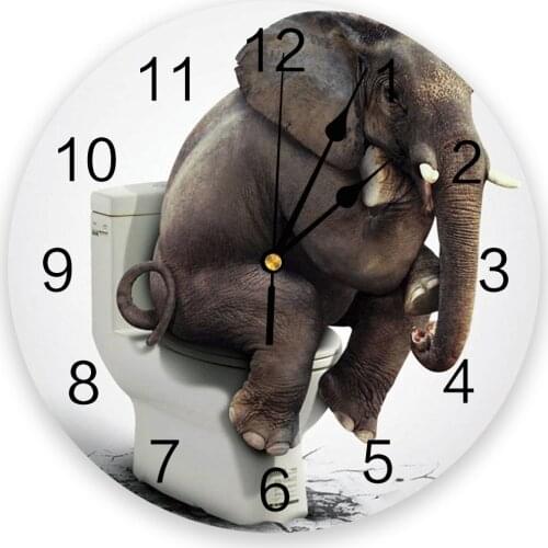 Elephant Toilet Cracked Floor Wall Clock Kitchen Home Living Room Decorative Kitchen Wall Decor Hanging Clock