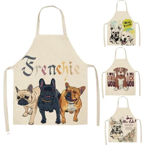 Modern Minimalist Cute cartoon Dog Pattern Apron Cotton And Linen Material Is Refreshing And Easy To Wear
