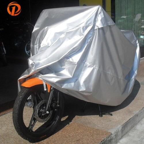 POSSBAY All Size Silver/Black Universal Motorcycle Covers Outdoor Waterproof Rain UV Prevention Outdoor Dustproof Covering