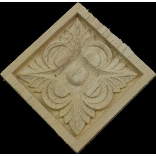 Retro Vintage Applique Floral Wood Carved Corner Woodcarving Decal Home Furniture Cabinet Decoratio