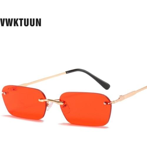 VWKTUUN Rimless Sunglasses Women 2020 UV400 Goggles Vintage Colorful Sun glasses For Women Rectangle Glasses Metal Frame Eyewear