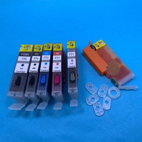 YOTAT 6pcs Full Refillable ink cartridge PGI-770XL PGI-770 CLI-771 for Canon PIXMA MG7770 printer