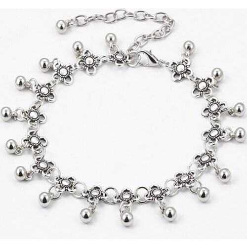 Retro Style Carved Hollow Droplets Tassel Anklets With Bells Women Fashion Jewelry Sandals Brides Shoes Barefoot Beach Gift