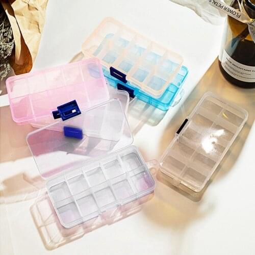 10 Grid Transparent Plastic Storage Box Earrings Jewelry Box Tool