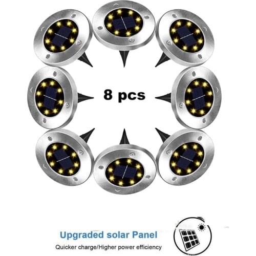 2-8pcs 8 led Solar Power Buried Light Under Ground Lamp Outdoor Path Way Garden Decking terrace lighting Lawn Lamp grondspot sma