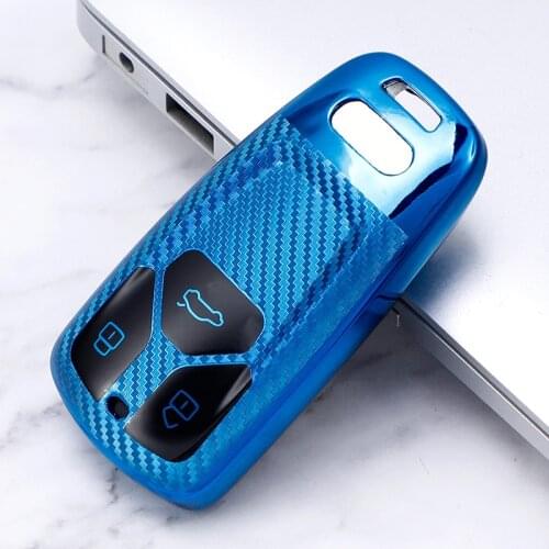 Car Key Cover Case Shell Remote Protection For Audi A4 A5 A6 Q5 Q7 QT S4 S5 8S B9 8W TT TTS RS Fob Covers TPU Carbon Fiber