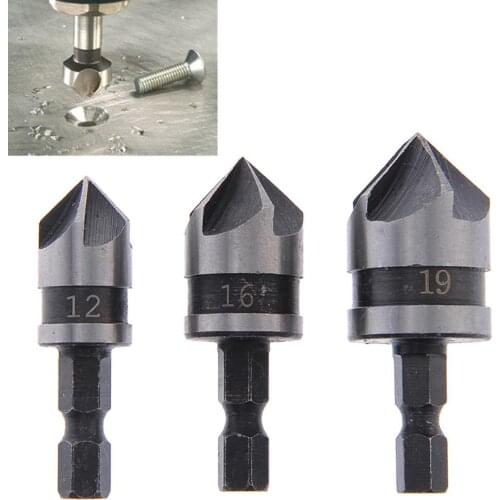 3pcs/set Hex shank 5-edge chamfering #25