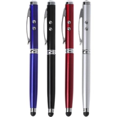4 in1 Capacitive Stylus for iPad Screen Ballpoint Pen LED Light Pointer