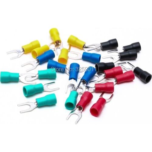 500PCS SV1.25-6 Spade Pre-Insulating Terminal TYPE TU-JYK Electrical Crimp Terminal Block 22-16 AWG Fork Wire Connector red