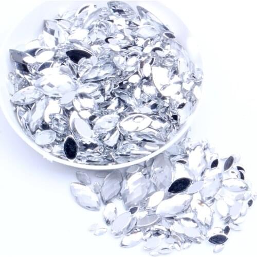 6*12mm-7*15mm Colorful Horse Eye Non Hot Fix Rhinestones Acrylic Crystal Leaf Loose Beads Stones For Women Clothing Accessories