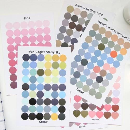 6kinds cute colorful love Morandi dot sticker DIY scrapbooking album journal week diary happy planner decoration dot stickers