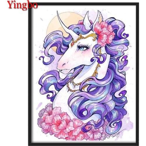 5D DIY Diamond Painting Full Square Cross Stitch Unicorn Flower Painting With Diamonds Animal Diamond Embroidery Mosaic Decor