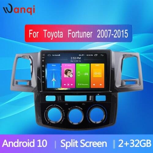 Split Screen Car Radio Android10 Navigation for Toyota Fortuner 2007-2015 SWC Picture in Picture WiFi GPS Stereo Audio no dvd