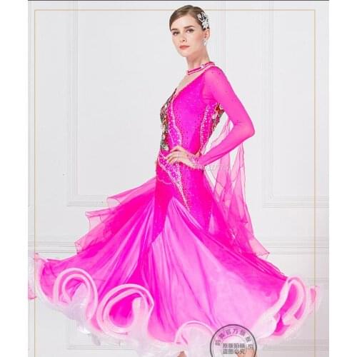 Ballroom dress woman pink red ballroom dresses dance customize red ballroom dress competition lycra