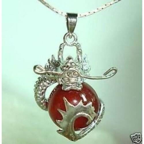 Free shipping >>>>>>Beautiful red stone dragon Jewelry necklace pendant