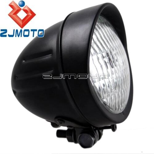 Black Motorcycle Aluminum 4.5" Headlamp E-Mark E4 H4 12V 60/55W Headlight For Harley Honda Chopper Suzuki Cruiser