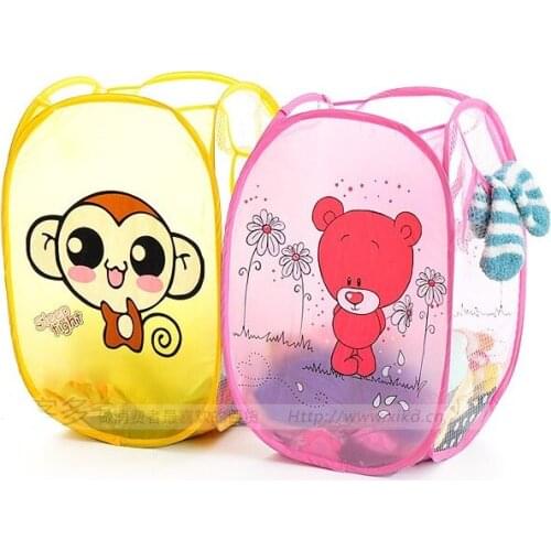 Washing Dirty clothing basket Laundry Baskets femme Storage Folding Nylon Mesh basket 33*33*48cm Free shipping Random colors