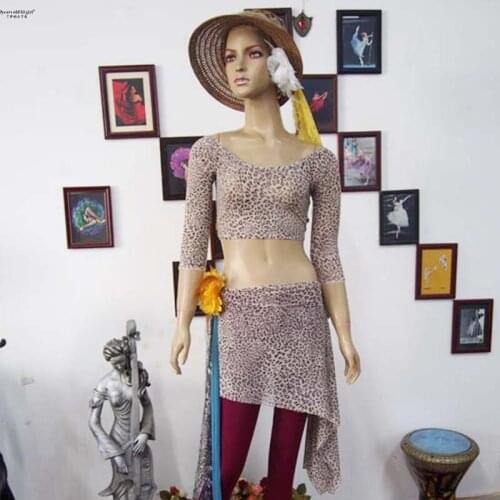 Belly Dance Suit Spring And Summer New Midsleeve Net Snow Leopard Print Taiwan Water Sand Exercise Selling Classic STT65