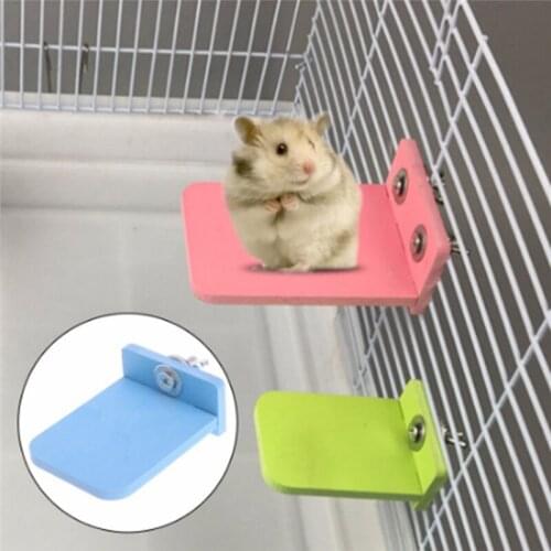 1pc Hamster Platform Bracket Toy Rectangular Squirrel Cage Accessories Colorful Wooden Board Toys Small Pet Supplies