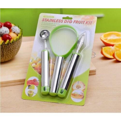 Multifunction Fruit spoon peeling device stainless dig fruit kit 3pcs/set