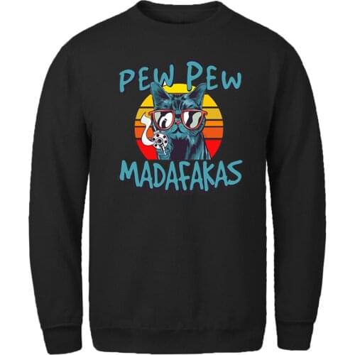 Pew Madafaka Cat Sweatshirt For Mens Long Sleeve Fleece Hoody Male Outwear Standard Pullovers Homme 2020 Retro Supoleron Hombre