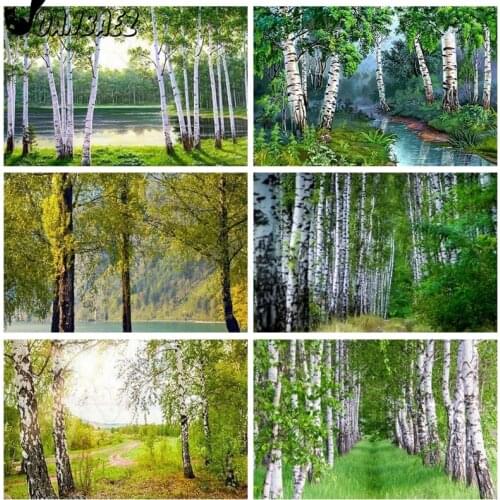 Forest Landscape Cross Stitch Kit Tree 5D Diy Mosaic Digital Rhinestone Green Embroidery Home Decoration Gift