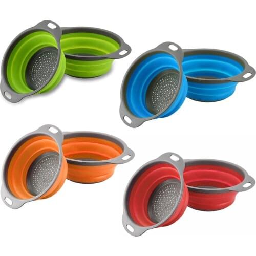 Collapsible Colanders Set Silicone Kitchen Fruit Vegetable Square Baskets Folding Strainers Sifter Sieve Kichen AccessoriesTools