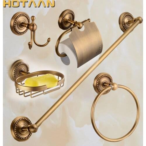 New Free shipping,solid brass Bathroom Accessories Set,Robe hook,Paper Holder,Towel Bar,Soap basket,bathroom sets,HT-812200-5