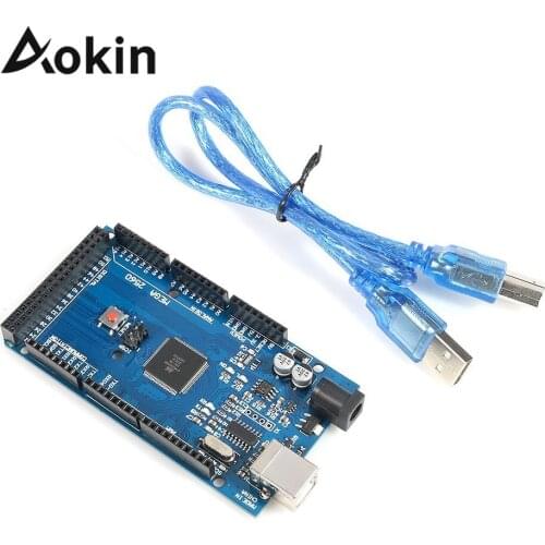 Aokin Mega 2560 R3 Board with USB Cable for Arduino R3 MEGA2560 MEGA 2560 R3 ATmega2560-16AU CH340G AVR USB Development Board