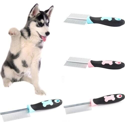 Dog Fashion Pet Handle Double Side Teeth Grooming Comb Brush Hair Remover Clean Tool Teddy Hair Cleaning Supplies Dust Remover