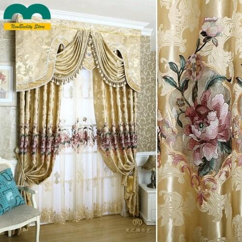 Luxury Curtains for Living Dining Room Drapes European Style Bedroom Custom Water Soluble Embroidery Valance Cortinas