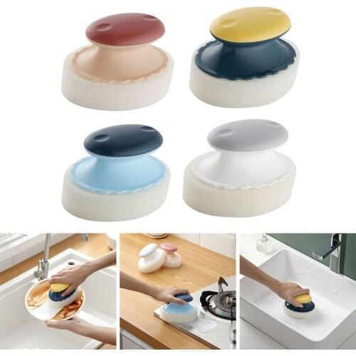 4PCS Home Cleaning Sponge Brush Tools Dishwashing Brush Kitchen Bathroom Cleaning Brush With Handle Dish Brush Cleaning Tools